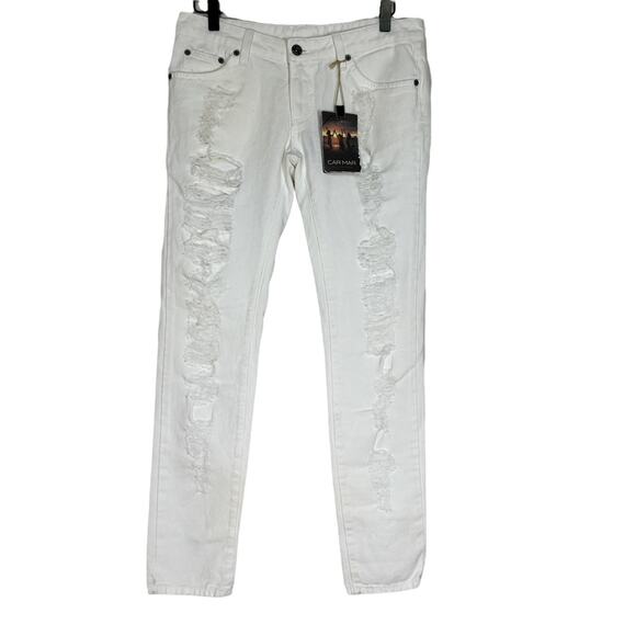 NWT CARMAR White Distressed Jeans Size 27 - Picture 1 of 7
